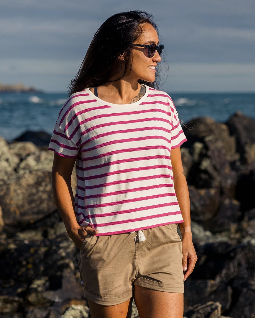 Skye Stripe T-Shirt - Fuchsia 3 Skye Stripe T-Shirt - Fuchsia