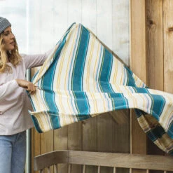 Pinetop Recycled Polar Fleece Blanket - Ocean Green Stripe 12 Pinetop Recycled Polar Fleece Blanket - Ocean Green Stripe -Passenger Clothing Store 2 0019 TY50 69