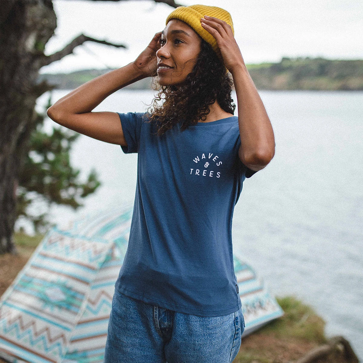 Penida Recycled Cotton T-Shirt - Dark Denim 4 Penida Recycled Cotton T-Shirt - Dark Denim - Image 2