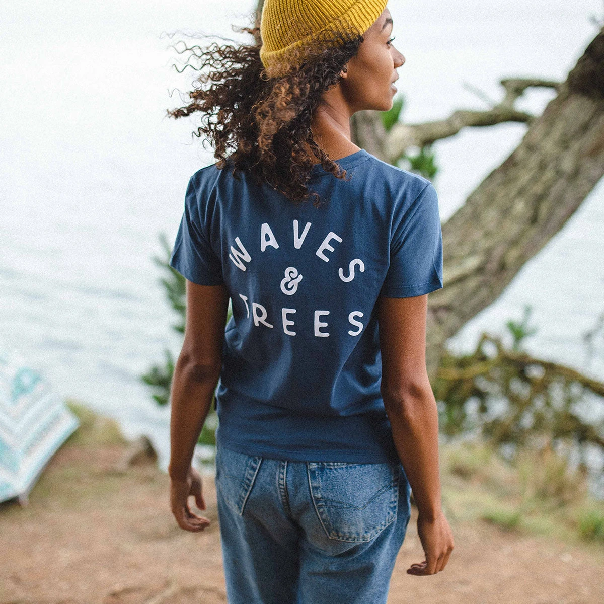 Penida Recycled Cotton T-Shirt - Dark Denim 5 Penida Recycled Cotton T-Shirt - Dark Denim - Image 3