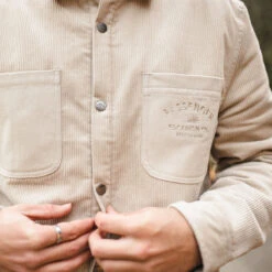 Kodiak Sherpa Lined Cord Overshirt - Feather Grey -Passenger Clothing Store 4 0010 TY57 314