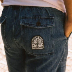 Pine Recycled Cotton Cord Shorts - Washed Denim -Passenger Clothing Store 4 0012 TY73 222