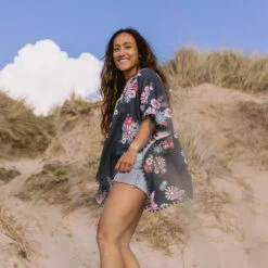 Brook Shawl - Black Flower Burst -Passenger Clothing Store 4 0017 TY74 142