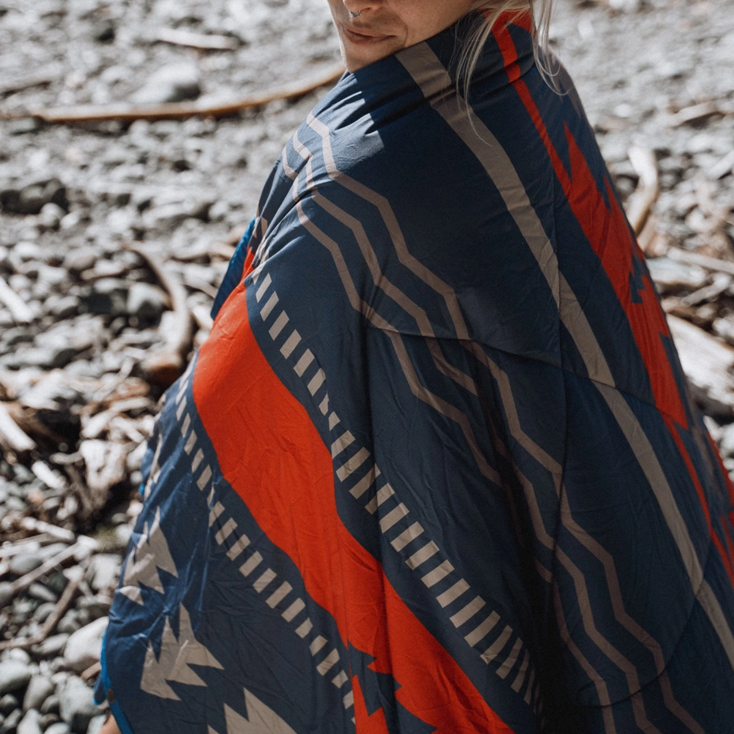 Nomadic Recycled Sherpa Blanket - Navy/Red Pattern 7 Nomadic Recycled Sherpa Blanket - Navy/Red Pattern - Image 5