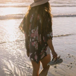 Brook Shawl - Black Flower Burst -Passenger Clothing Store 6 0002 TY74 285