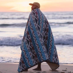 Nomadic Recycled Sherpa Blanket - Multi Geo Stripe Coral -Passenger Clothing Store 6 0020 TY77 High 301