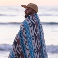 Nomadic Recycled Sherpa Blanket - Multi Geo Stripe Coral -Passenger Clothing Store 6 0022 TY77 High 303