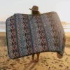 Nomadic Recycled Sherpa Blanket - Multi Geo Stripe Coral -Passenger Clothing Store 7 0014 TY74 327