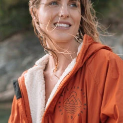 Escapism Recycled Sherpa Lined Changing Robe - Rust -Passenger Clothing Store 8 0007 TBP 140621 181551
