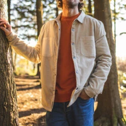 Kodiak Sherpa Lined Cord Overshirt - Feather Grey -Passenger Clothing Store 8 0017 TY51 463