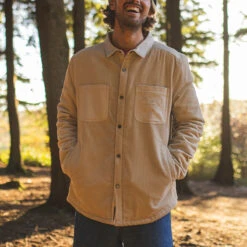 Kodiak Sherpa Lined Cord Overshirt - Feather Grey -Passenger Clothing Store 8 0018 TY51 469