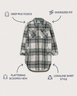 Cloudy Recycled Deep-Pile Sherpa Fleece Shirt - Pistachio Check -Passenger Clothing Store Clouudy