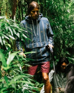 Dune 1/2 Zip Organic Cotton Hoodie - Mediterranean Geo Stripe -Passenger Clothing Store DuneWoven1 2ZipHoodie MediterraneanGeoStripe 4 5Ratio 3