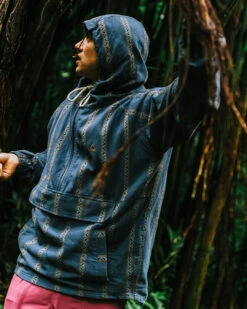 Dune 1/2 Zip Organic Cotton Hoodie - Mediterranean Geo Stripe -Passenger Clothing Store DuneWoven1 2ZipHoodie MediterraneanGeoStripe 4 5Ratio 92a73fef 8562 42ec 8505 06985e342a42