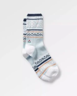 Organic Midweight Patterned Socks - Blue Fog