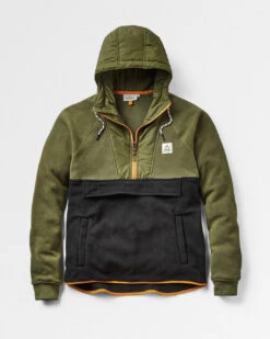 Woodland Hooded 1/2 Zip Polar Fleece - True Black/ Khaki -Passenger Clothing Store M FL A6XQD 4964 A