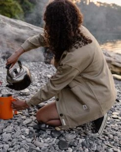 Forrest Organic Cotton Oversized Twill Overshirt - Biscuit -Passenger Clothing Store TY105 41 4 5Ratio