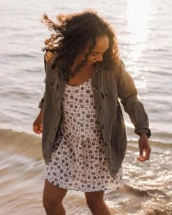 Floaty Layered Dress - Simple Tile Ivory -Passenger Clothing Store TY91 279 4 5Ratio 2 0075 TY109 257