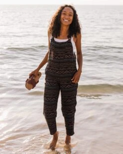 Serenity Organic Cotton Dungarees - Black Geo Pattern
