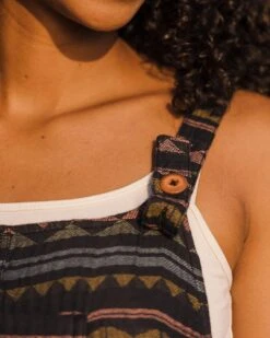 Serenity Organic Cotton Dungarees - Black Geo Pattern -Passenger Clothing Store TY91 279 4 5Ratio 2 0099 TY109 183