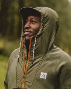 Woodland Hooded 1/2 Zip Polar Fleece - True Black/ Khaki -Passenger Clothing Store TY91 279 4 5Ratio 2 0123 TY100 193