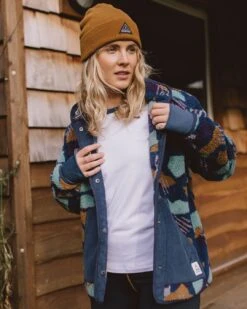 Clover Recycled Deep-Pile Sherpa Fleece - Deep Blue Camo Pattern -Passenger Clothing Store TY97 145 4 5Ratio