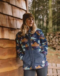 Clover Recycled Deep-Pile Sherpa Fleece - Deep Blue Camo Pattern -Passenger Clothing Store TY97 154 4 5Ratio