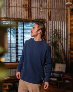 Heritage Recycled Cotton Sweatshirt - Dark Denim -Passenger Clothing Store TY98 PT1 445 4 5Ratio