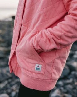 Clementine Recycled Quilted Popper Up Hoodie - Shell Pink -Passenger Clothing Store TY98 pt2 11 4 5Ratio