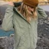 Clementine Recycled Quilted Popper Up Hoodie - Pistachio -Passenger Clothing Store TY98 pt2 205 4 5Ratio