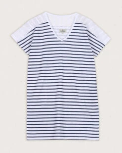 Olive Oversized Recycled Cotton T-Shirt Dress - Navy Stripe -Passenger Clothing Store W DR P5RXQ 4675 1