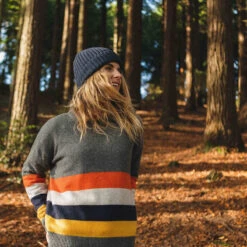 Bay Knitted Jumper - Charcoal Stripe -Passenger Clothing Store bay2