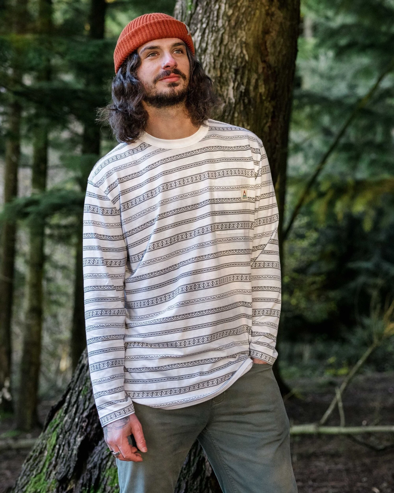 Crackle Organic Relaxed Fit LS T-Shirt - White Fairisle Stripe 3 Crackle Organic Relaxed Fit LS T-Shirt - White Fairisle Stripe