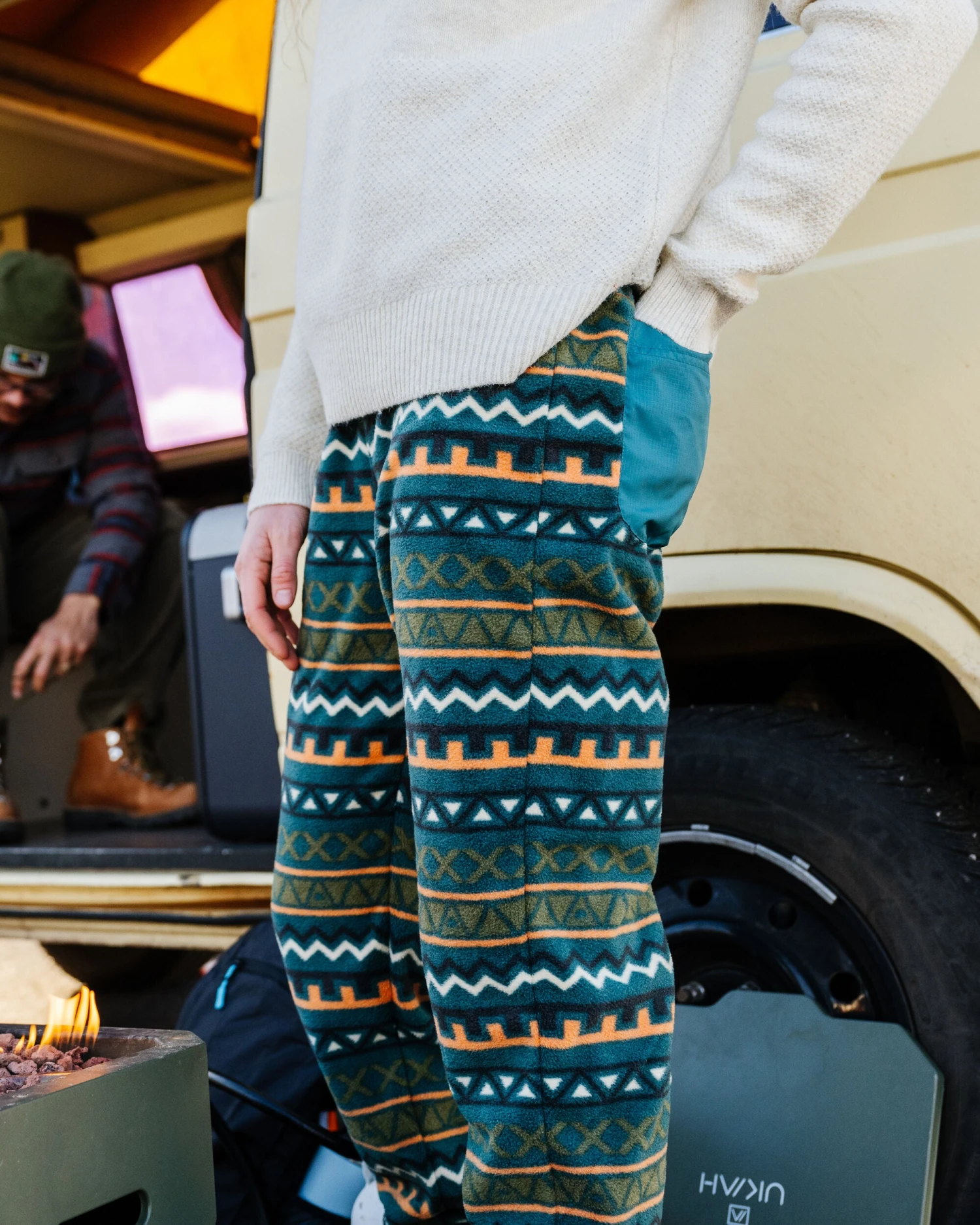 Ace Recycled Polar Fleece Dungarees - Retro Geo Mediterranean 5 Ace Recycled Polar Fleece Dungarees - Retro Geo Mediterranean - Image 3