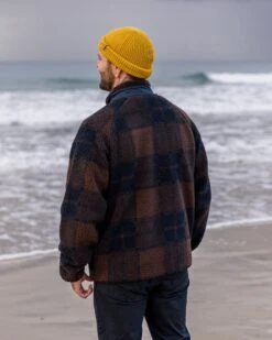 Offroad Recycled Sherpa 1/2 Zip Fleece - Chestnut/Deep Navy Check -Passenger Clothing Store s5iJxfFzf0GEiMF5xlSTIlFxa0qIi2JPW8KA0Z4cwgs